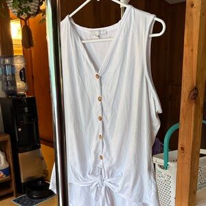 Chic White Button-Front Tank Top